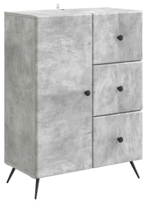 Image de Buffet vidaXL gris béton 66 x 34,5 x 90 cm en aggloméré