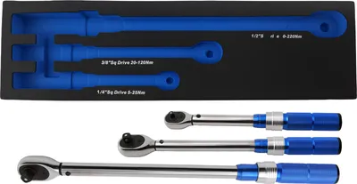 Obrázek produktu pro Sada 3 kusů ráčnových klíčů 1/4" 3/8" 1/2" 5-220 Nm Nástrojový kufr