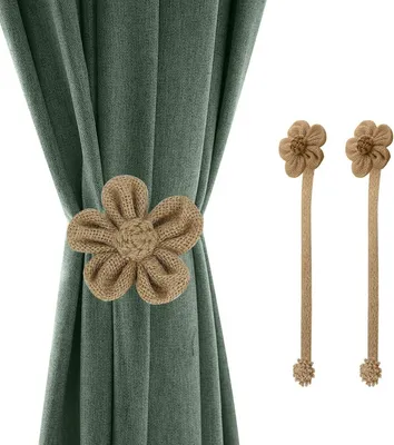 Imagen del producto de Soportes para cortinas – 2 unidades – 40 cm – Ataduras para cortinas – Cordón para cortinas – Cordón para cortinas con imán – Color marrón