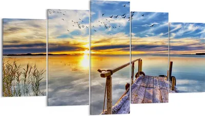 Produktbild von Bild auf Leinwand - Leinwandbild - See Brücke - 160x85cm - Wand Bild - Wanddeko - Wandbilder - Leinwanddruck - Bilder - Kunstdruck - Wanddekoration - Leinwand bilder - Wandkunst - EA160x85-3963