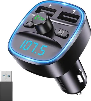 Produktbild von Bluetooth 5.3 Auto-FM-Sender mit Freisprecheinrichtung und 2 USB-Ladesteckern
