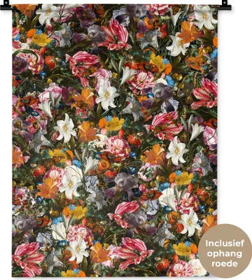Produktbild von MuchoWow® Wandteppich Wandbehang Blumen - Schmetterling - Design - Kunst - Abstrakt - Malerei - Alte Meister 60x80 cm Tapisserie Dekoration Wandtuch - Decke - Wandtücher - Wohne