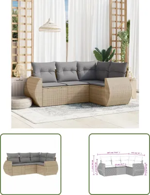 Produktbild von The Living Store 4-tlg. Garten-Sofagarnitur mit Kissen Beige Poly Rattan