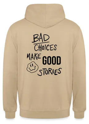Produktbild von Spreadshirt Statement Trend Bad Choices Streetwear Uni Hoodie, L, Beige