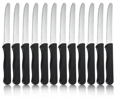 Frühstücksmesser 12er-Set, Tafelmesser mit Wellenschliff, spülmaschinengeeignet