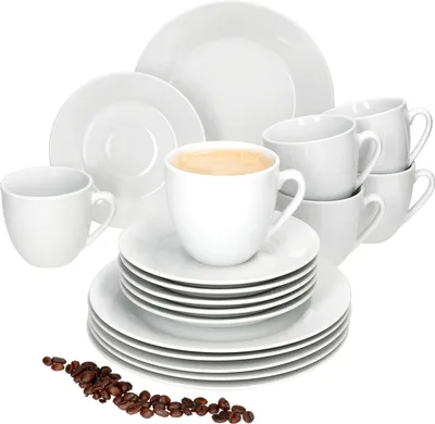 Immagine prodotto di servizio da caffè 18 pezzi Tommy in porcellana bianca 6 persone piatto da dessert