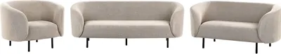 Produktbild von BELIANI Sofa Set 3-Teilig Taupe Stoffbezug 6-Sitzer Sitzgruppe Armlehnen Metallgestell in Schwarz Glamouröser Stil Wohnzimmer Esszimmer Flur