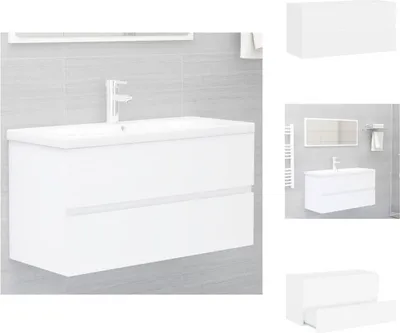 Produktbild von vidaXL Waschbeckenunterschrank Weiß 90x38,5x45 cm Holzwerkstoff -  Badezimmermöbel-Sets