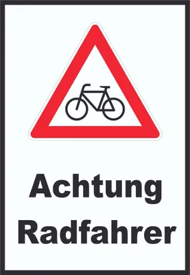Produktbild von Achtung Radfahrer Fahrräder Schild A4 Rückseite selbstklebend