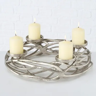 Produktbild von Kerzenleuchter Ringval Adventskranz Aluminium Silber Ø 40 cm