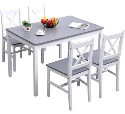 Produktbild von Esstisch mit 4 Stühlen Essgruppe Holz Grau L108cm x B65cm x H73cm