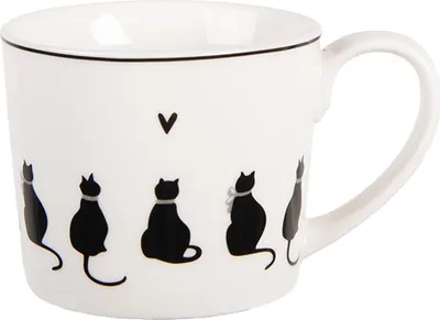 Obrázok produktu pre Clayre & Eef Hrnček 275 ml Biely porcelán Mačky