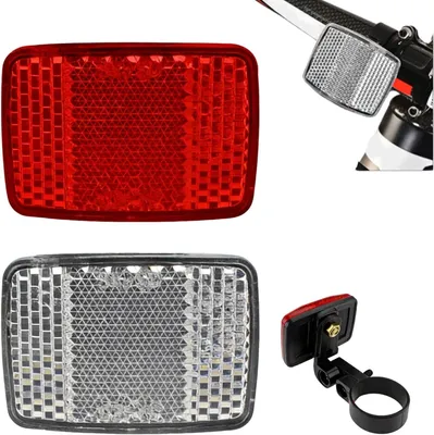 Obrázek produktu pro 1 sada reflexních prvků na kolo, bílé přední a červené zadní reflexní prvky vhodné pro horská kola, elektrokola a motocykly, snadná instalace