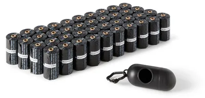 Produktbild von Amazon Basics Hundekotbeutel mit Spender, 600 Beutel, Schwarz