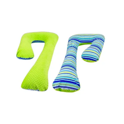 Image de Coussin de maternité Minky et Coton rayures de couleur 2 vert