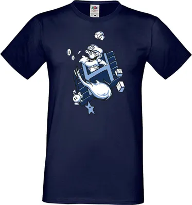 Produktbild von Herren T-Shirt Japan Manga Animation Comics Game Mario Fun Fire ball Var-006 Game Mario Fun Fireball, Man S / Dunkelblau