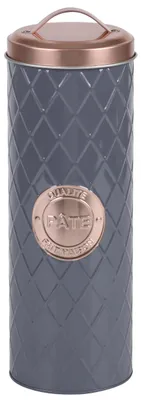 Produktbild von Pasta/Spaghetti-Vorratsdose - Metall - grau/rosa - 11 x 32 cm - Kuchenvorratsdosen