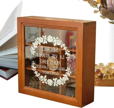 Produktbild von Holz Schmuck Box - Schmuck Box Organizer - Schmuck Stores - 9 individuelle Slots - 26x10x10 cm - Holzdruck