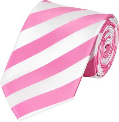 Produktbild von Fabio Farini - 1 Stück verschiedene Herren Krawatten - klassische Streifen Schlips in 8cm Breit (8cm), Weiß/Rosa
