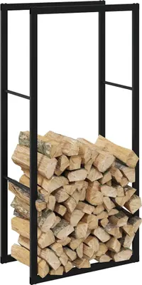 Produktbild von Eleganter Brennholzregal Kaminholzunterstand - modernes Design - Schwarz 55x30x116 cm Stahl GermanyMöbel 44670 - Kaminholzregale