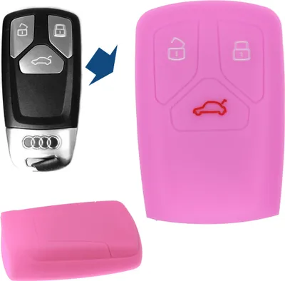 Produktbild von Auto Schlüssel Hülle Silikon Schutz Cover Rosa kompatibel mit Audi A4 S4 Q7 Q5 TT RS A5 S5 3 Tasten KEYLESS SMARTKEY