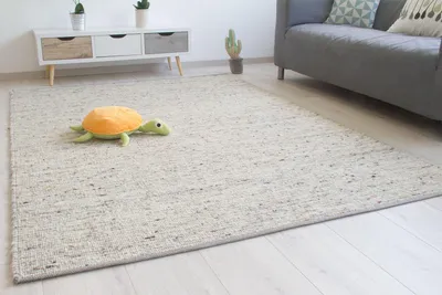 Produktbild von Steffensmeier Handwebteppich Laufenburg | Wolle (Schurwolle), Natur Grau, handgewebt, Größe: 200x290 cm Wohnzimmer und Schlafzimmer