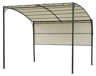 Obrázek produktu pro Zahradní pergola s výsuvnou markýzou | Barva: Krémová s černým rámem | Rozměry: 300 x 250 x 200-250 cm