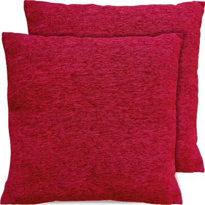 Produktbild von 2er Set Kissenhüllen 45x45 cm rot meliert als weiche Dekokissen