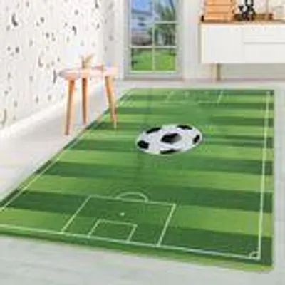 Produktbild von Homebyhome Kinderteppich Fussball Stadion Design Jungen Teppich Mädchen, Spielteppich Kinderzimmer Teppich, Robust, Grösse: 100x150 cm