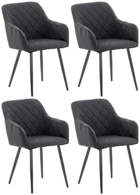 Produktbild von CLP 4er Set Esszimmerstuhl Shila Gesteppt schwarz Material Stoff