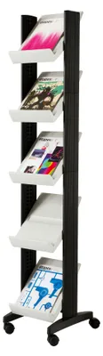 Produktbild von Paperflow Prospektständer Mobile, 167,5 x 35 x 38,5 cm, mit Metall-Innstruktur, Aufbau ohne Werzeug, grau