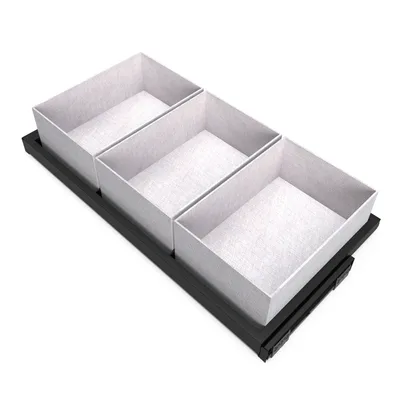 Produktbild von Emuca Set aus Tray set, 3 Organisationskörbe und Soft-Close-Führungsrahmen für Kleiderschränke, verstellbar, Modul 900mm, Schwarz strukturiert