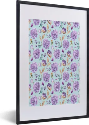 Produktbild von MuchoWow® MuchoWow® Gerahmtes Poster Blumen - Rosen - Lila 40x60 cm - Poster mit zchwarzem Bilderrahmen - Poster in Rahmen