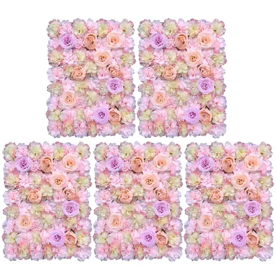 Image de 5* Mur de fleurs artificielles mur de roses, bricolage de fond de rue de mariage