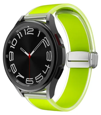 Immagine prodotto di Per Samsung Galaxy Watch 6 / 5 / 4 44 mm e 40 mm cinturino in silicone magnetico cinturino da braccio di sostituzione dell'orologio verde