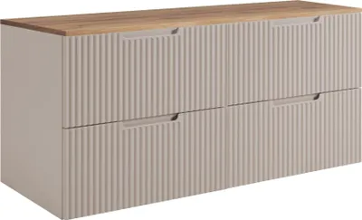 Produktbild von RODAN | Waschbeckenunterschrank - Beige und Braun - 160 cm - 4 Softclose Schubladen - Hänge Badschrank