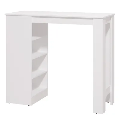 Obrázek produktu pro Homestyle4u barový stůl 120x50 cm barový stůl stůl bílý kuchyňský stůl jídelní stůl barový stůl dřevo úložný prostor