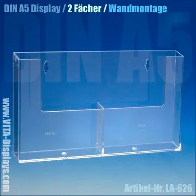 Produktbild von DIN A5 Prospekthalter / 2 Fächer / Wand