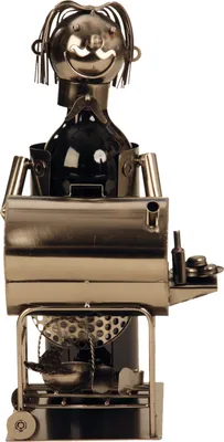 Produktbild von Extravaganter Wein Flaschenhalter Modernes Barbecue aus Metall Höhe 31 cm