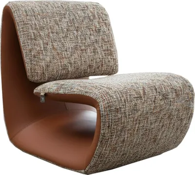 Produktbild von KAWOLA Sessel HAZEL Loungesessel Stoff multi beige / Kunstleder braun
