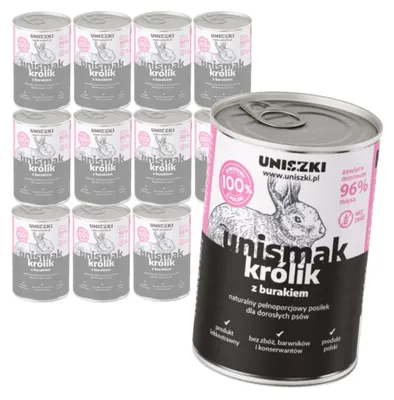 Produktbild von Uniszki Unismak Kaninchen mit Rote Bete 12x400g getreidefreies Nassfutter für Hunde