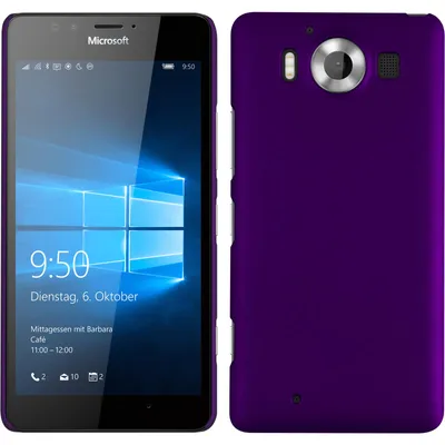 Produktbild von PhoneNatic Case kompatibel mit Microsoft Lumia 950 - Hülle lila gummiert Hard-case + 2 Schutzfolien