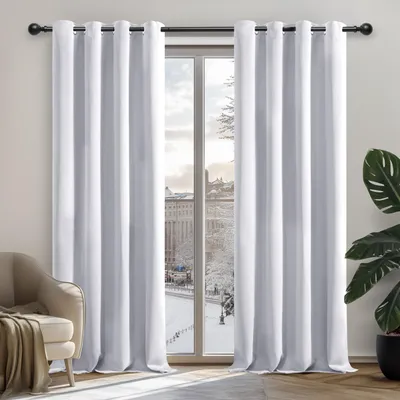 Image de Rideaux occultants avec protection thermique, 138x132 cm, gris argenté, lot de 2