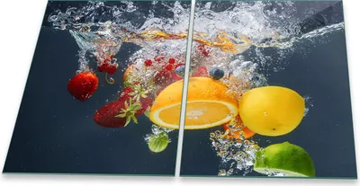 Produktbild von Herdabdeckplatte Glaskeramik 2-Teilig 2x40x52 Obst Gelb Abdeckung Spritzschutz Glas