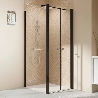 Produktbild von Seitenwand für Pendeltür BREUER Elana 2.0 80 cm Profil schwarz Klarglas Seitenwandanschlag links
