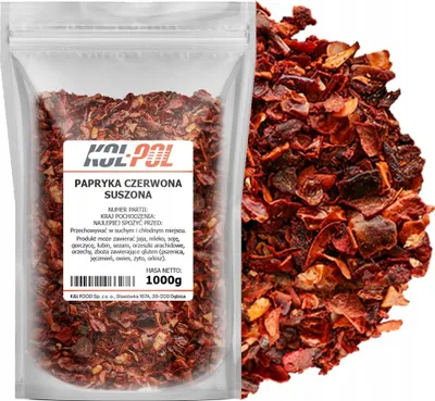 Zdjęcie produktu dla PAPRYKA CZERWONA PŁATKI 1kg Suszona aromatyczna naturalna jakość Kol-Pol