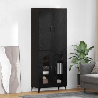 Obrázek produktu pro vidaXL Highboard černý dubový vzhled 69,5 x 34 x 180 cm materiál na bázi dřeva