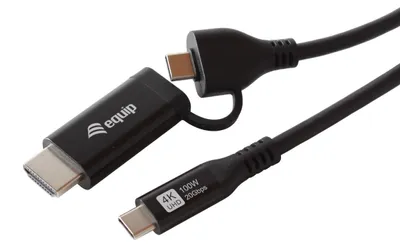 Productafbeelding van Equip 128436 Equip Adapter USB-C->USB-C+HDMI PD100W 4K/ 60Hz 2.00m Alu.