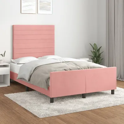 Produktbild von Bettgestell mit Kopfteil Rosa 120x200 cm Samt