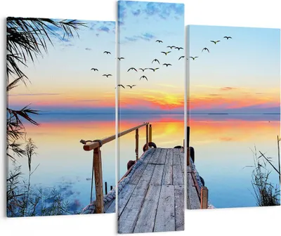 Produktbild von Bild auf Leinwand - Leinwandbild - Brücke See - 95x80cm - Wand Bild - Wanddeko - Wandbilder - Leinwanddruck - Bilder - Kunstdruck - Wanddekoration - Leinwand bilder - Wandkunst - CB95x80-3818